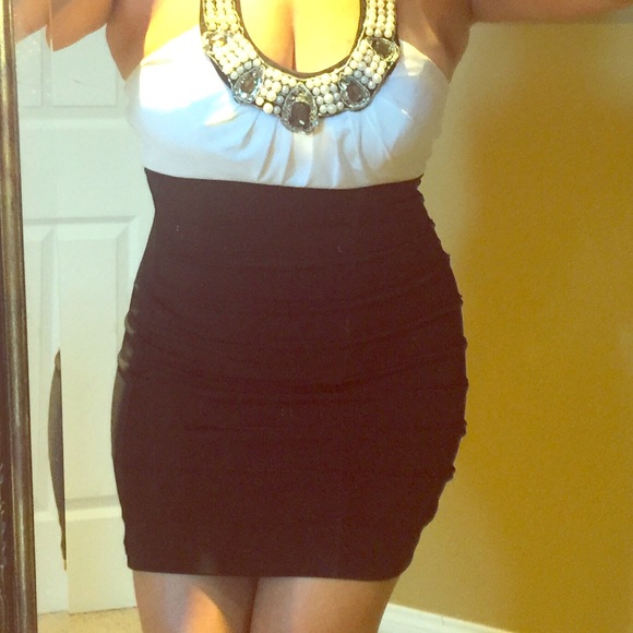 Party Black and white evening dress