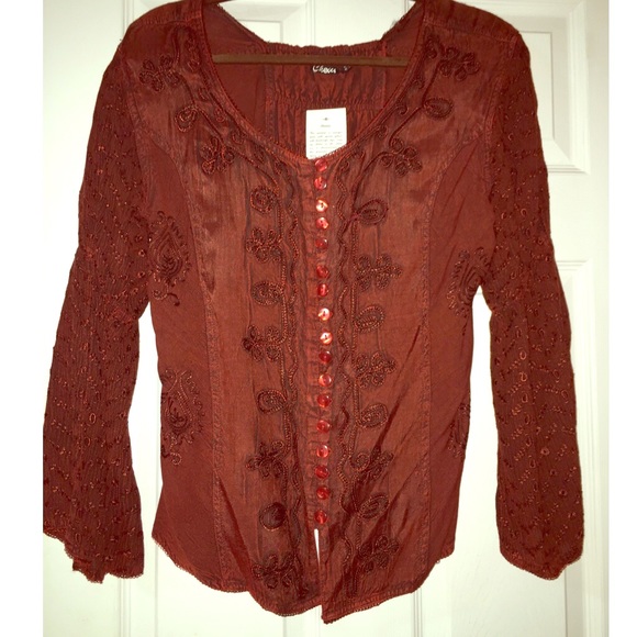 Rust shirt with bell sleeves