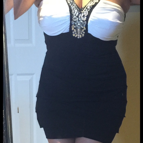 Party Black and white evening dress