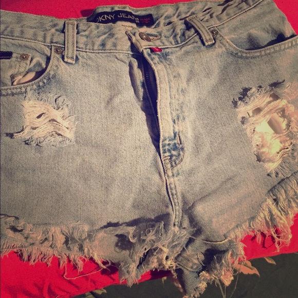 Ripped jean shorts