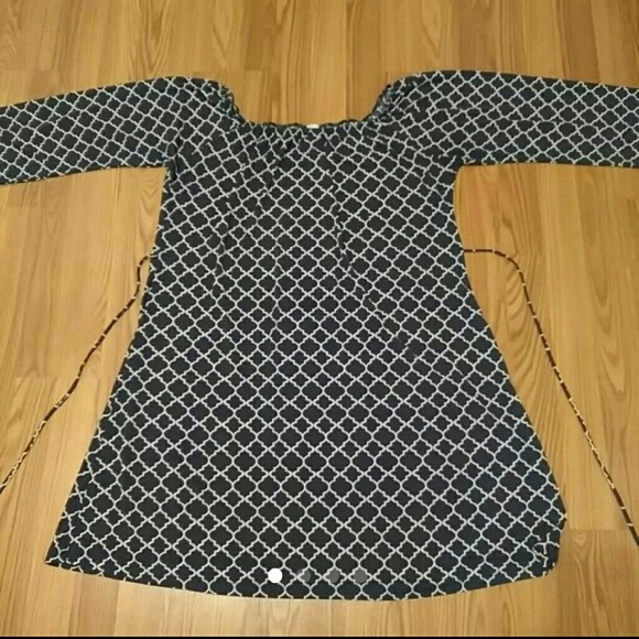 Beautiful Navy Blue and Cream Dress