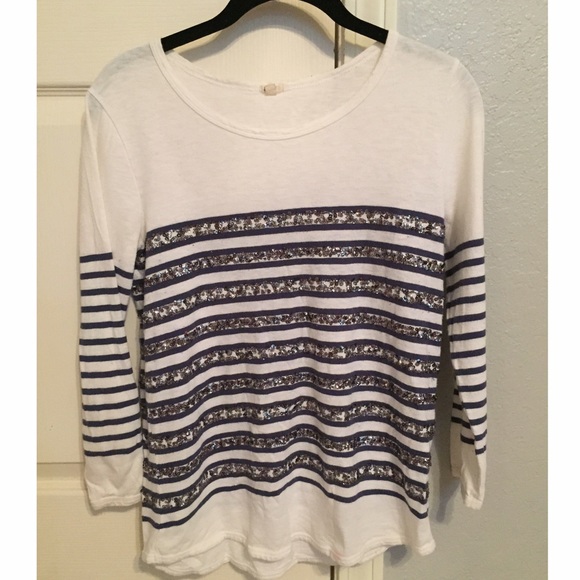 J. Crew Sequin Stripe Top size XS