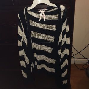 Black and white striped cardigan