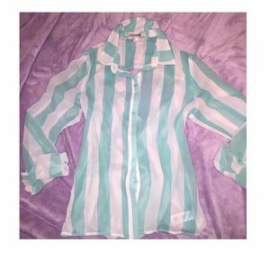 Sheer Mint Button Up