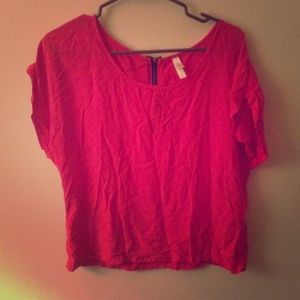 Hot pink top.