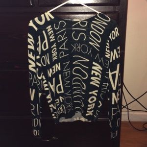 F21 Black sweatshirt with beige/cream words