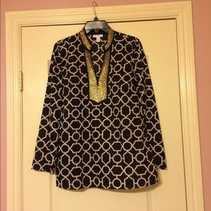 Charter Club blouse with gold beading
