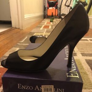 Black open toe heels