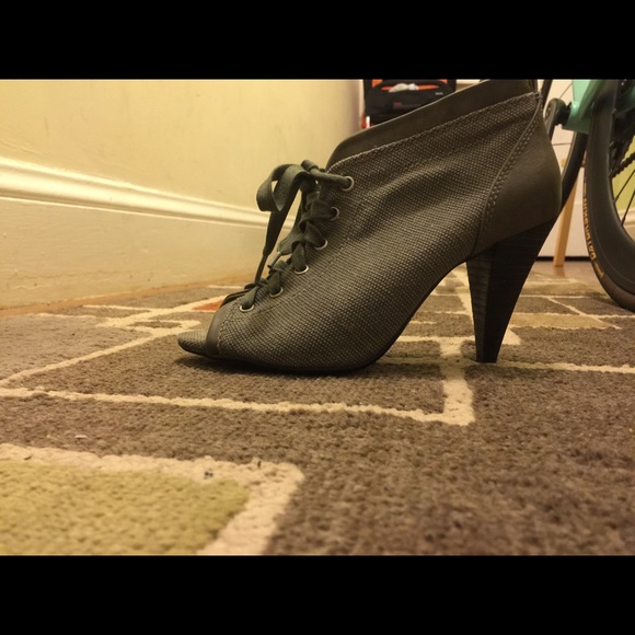 Army green lace up heels