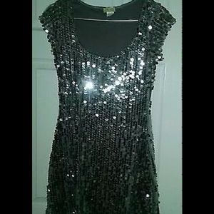Sexy silver bodycon sequin mini party dress M