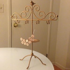 Gold Jewelry Stand w/ Bird and Plate