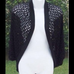 PLEIONE BLACK LACE SWEATER CARDIGAN WRAP SIZE XL