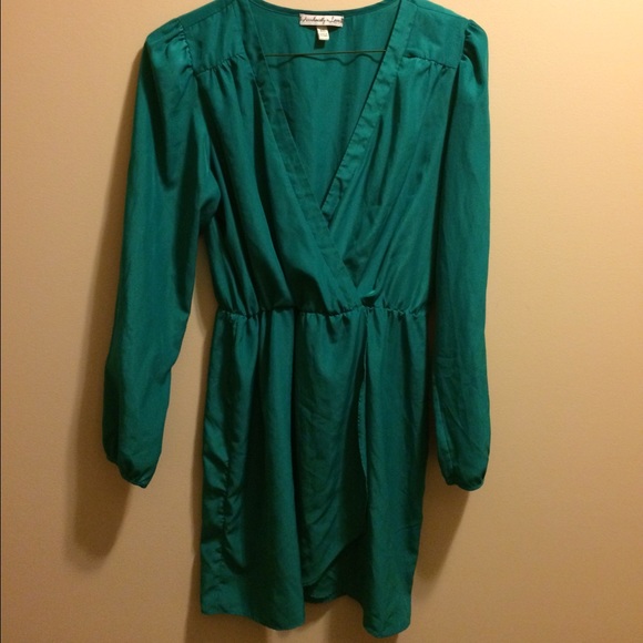 Green False Wrap Dress