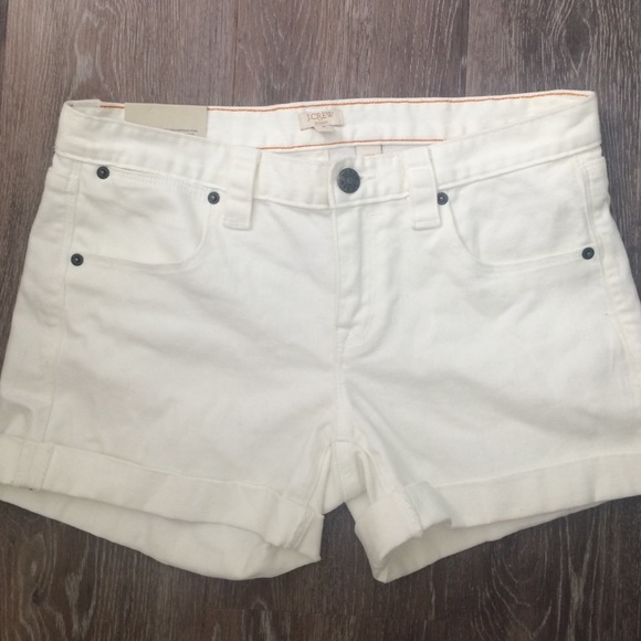 J. Crew City Fit 4" White Jean Shorts