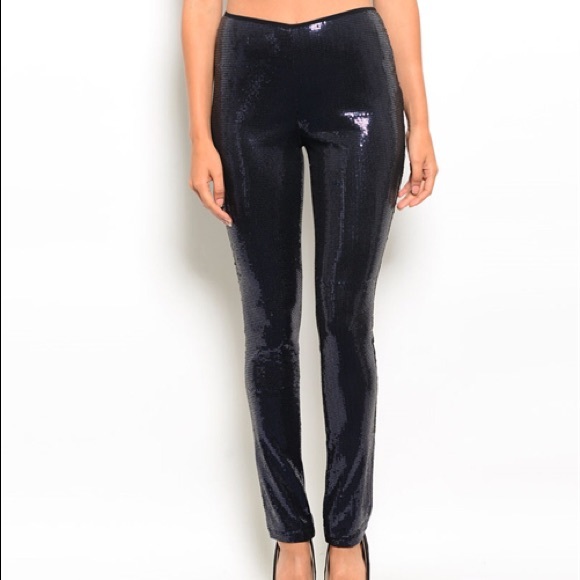 Navy Sequin Pants