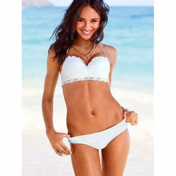 VS White Crocheted Bikini 34D/L