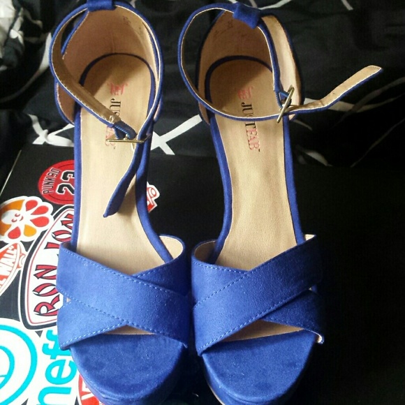 Blue Suede Wedges! - Picture 1 of 2