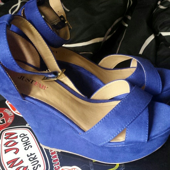 Blue Suede Wedges! - Picture 2 of 2