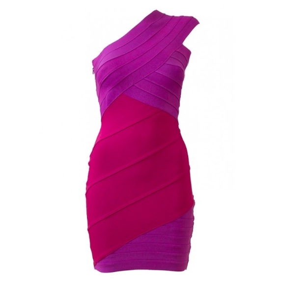 Dresses & Skirts - Bandage raspberry one sleeve dress bodycon
