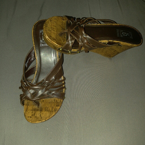 Brown wedges shoes heels