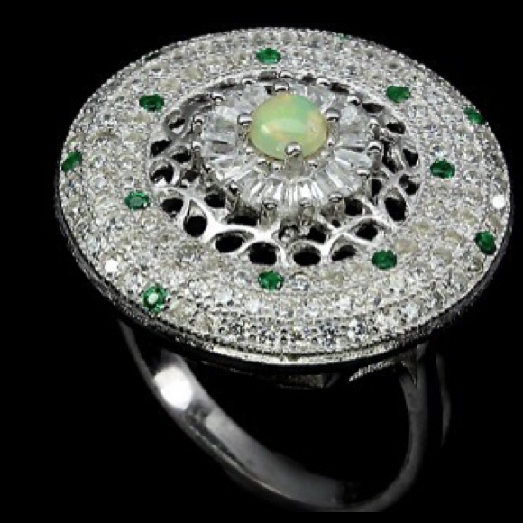 ๐ฏ% 925 Sterling Silver Opal ring size 8.5 ๐๐ - Picture 2 of 4