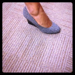 Gray plaid wedges