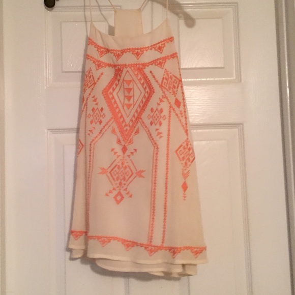 Cream and coral halter tank top