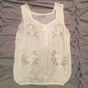 Sheer and sequined American Rag tank