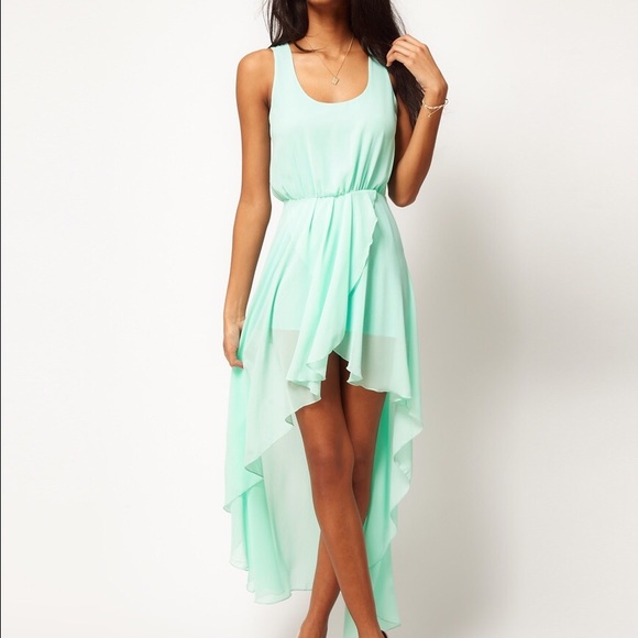 Mint high low dress