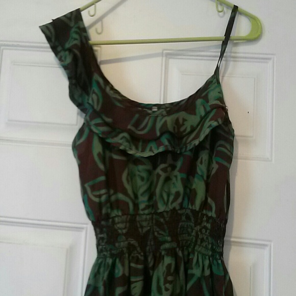 Green and Brown Dress w/ cover up - Picture 2 of 4
