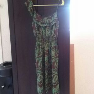 Green and Brown Dress w/ cover up