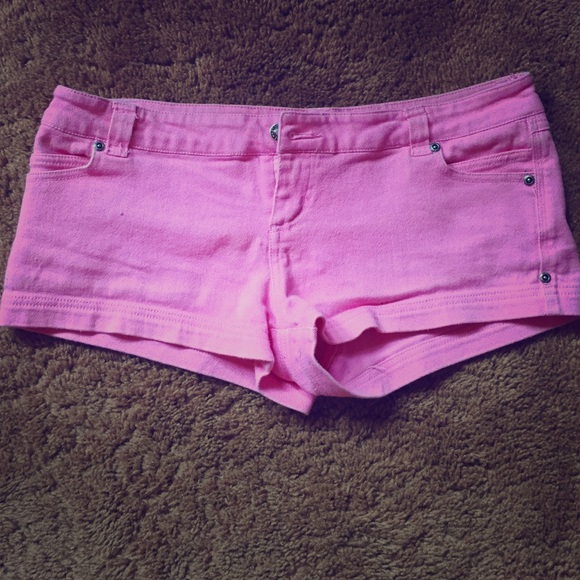 Pink denim shorts