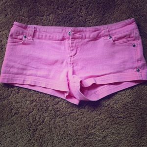 Pink denim shorts
