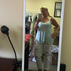 Mint green spaghetti strap layered top