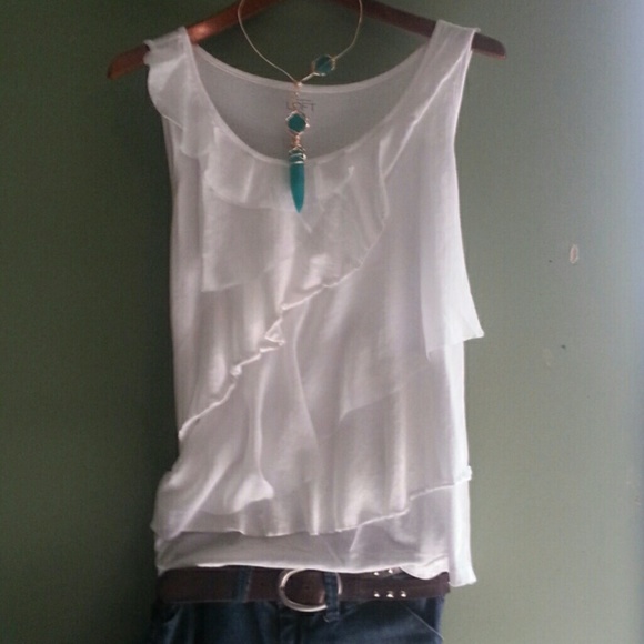 Ann Taylor loft ruffle drape tank top