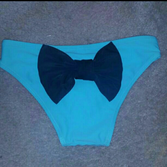Teal and Black Bow Bikini