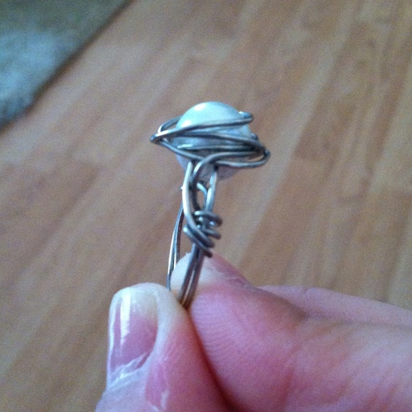 Wire Wrapped Pearl Ring - Picture 2 of 4