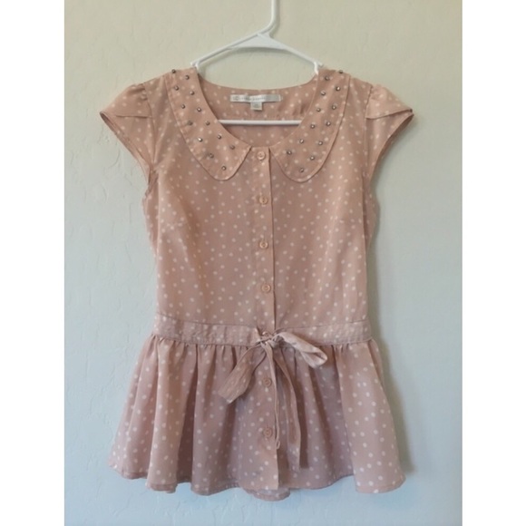 Lauren Conrad Light Pink Peplum Blouse