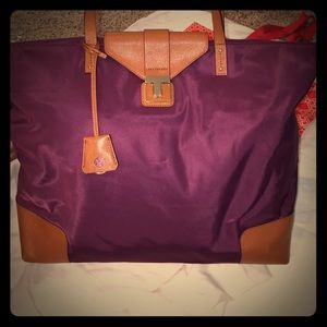 Tory Burch Nylon and Leather tote