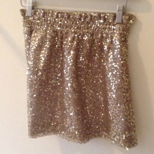 JCrew gold sequin skirt