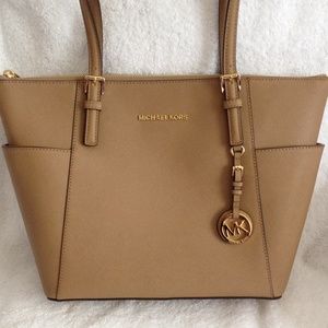 Mk jet set DK khaki tote