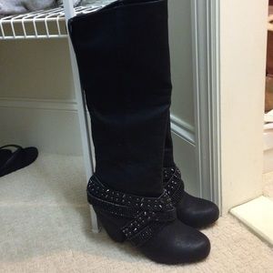 Black knee high boots