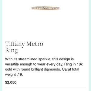 Tiffany Metro Ring Size 5 White Gold
