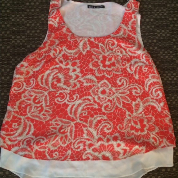 Coral flowy tank top