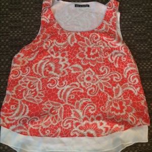 Coral flowy tank top