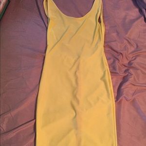 Yellow spandex pink zipper dress