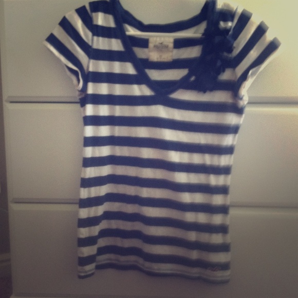 Navy blue and white striped shirt