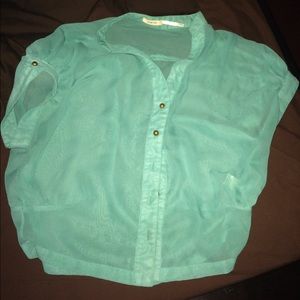 Silky material light blue shirt