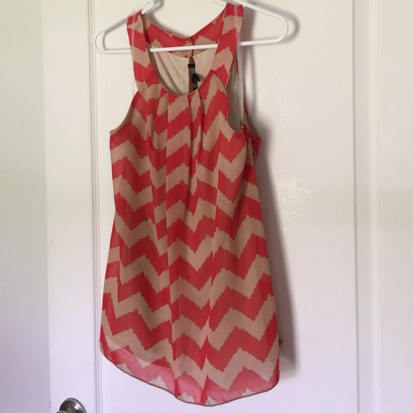 Red and tan chevron top