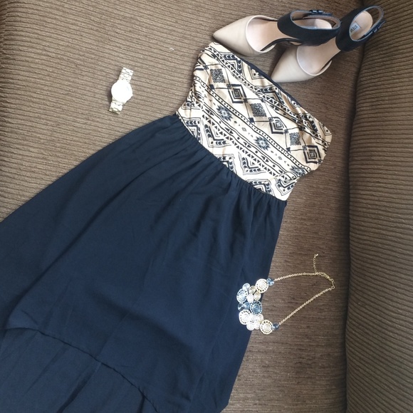 🍓🍓🍓 Tribal print tube top high-low dress